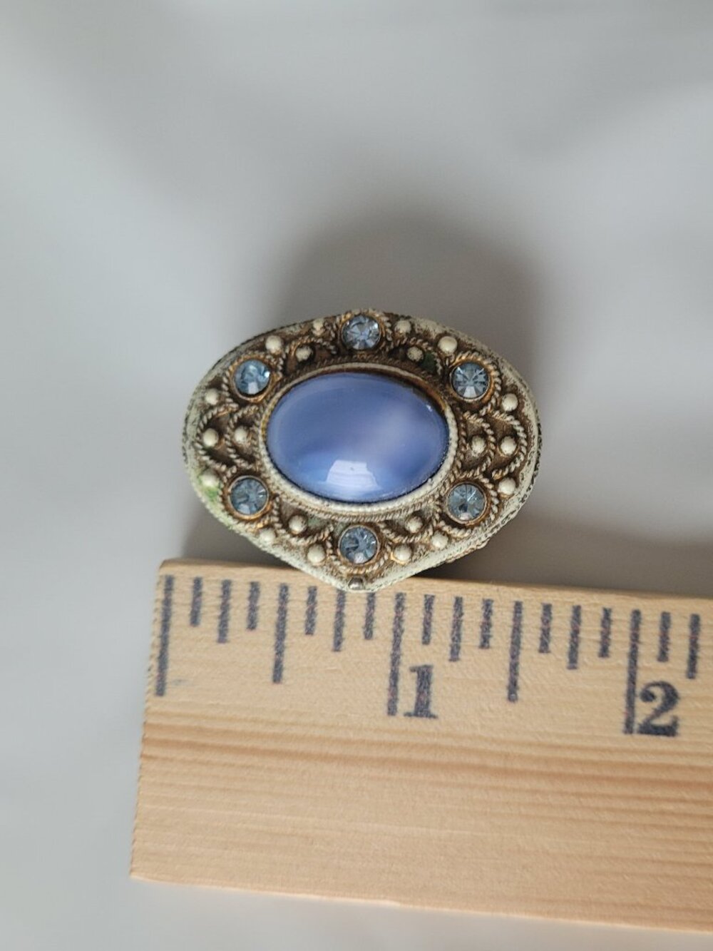 Trinket Ring Box Blue Embelishments made by Florenza Vintage - Picture 9 of 16